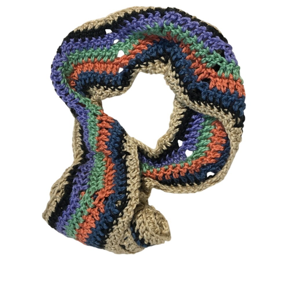 Handmade Crochet Infinity Scarf Colorful Striped Fashion Accessory Women's